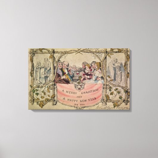 Kerstmis Kaart, voorbeeld van de bekende kerstmis Canvas Afdruk (Voorkant)