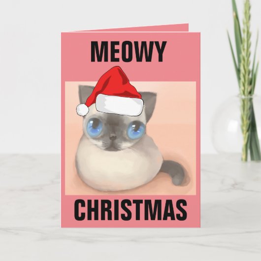 KERSTMIS KAARTEN MET POES GELUKSWENSEN (Voorkant)