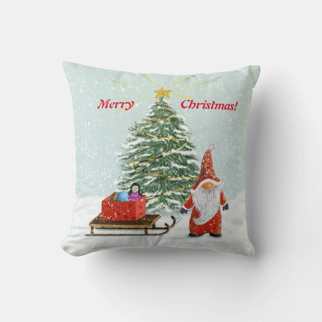 Kerstmis Kabouter Decorateur Kussen (Voorkant)