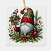 Kerstmis Kabouter Kunst – Feestelijke Feestdagen Keramisch Ornament (Voorkant)