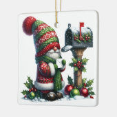 Kerstmis Kabouter Kunst – Feestelijke Feestdagen Keramisch Ornament (Links)