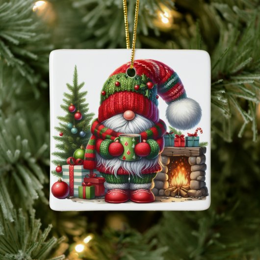 Kerstmis Kabouter Kunst – Festieve Feestdagen Keramisch Ornament (Boom)