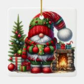 Kerstmis Kabouter Kunst – Festieve Feestdagen Keramisch Ornament (Achterkant)