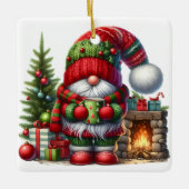 Kerstmis Kabouter Kunst – Festieve Feestdagen Keramisch Ornament (Voorkant)