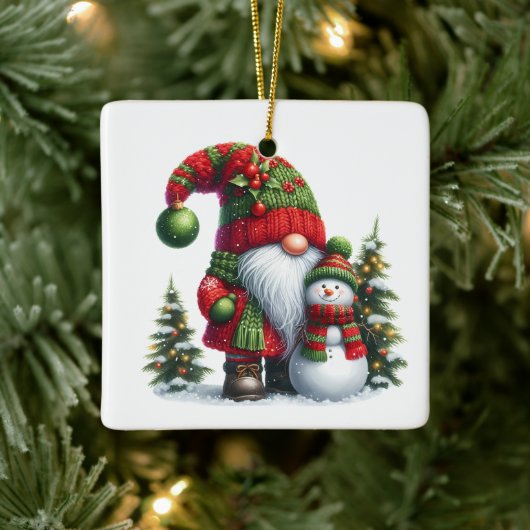 Kerstmis Kabouter Kunst – Festieve Feestdagen Keramisch Ornament (Boom)