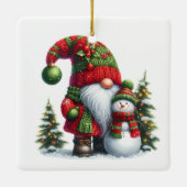 Kerstmis Kabouter Kunst – Festieve Feestdagen Keramisch Ornament (Achterkant)