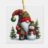 Kerstmis Kabouter Kunst – Festieve Feestdagen Keramisch Ornament (Voorkant)