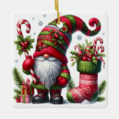 Kerstmis Kabouter Kunst – Festieve Feestdagen Keramisch Ornament (Voorkant)
