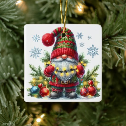Kerstmis Kabouter Kunst – Festieve Feestdagen Keramisch Ornament (Boom)