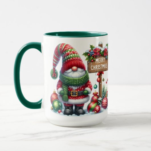 Kerstmis Kabouter Kunst – Festieve Feestdagen Mok (Links)