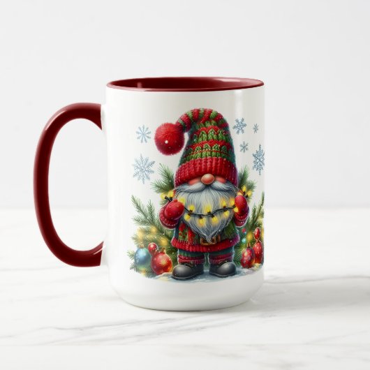 Kerstmis Kabouter Kunst – Festieve Feestdagen Mok (Links)
