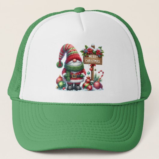 Kerstmis Kabouter Kunst – Festieve Feestdagen Trucker Pet (Voorkant)