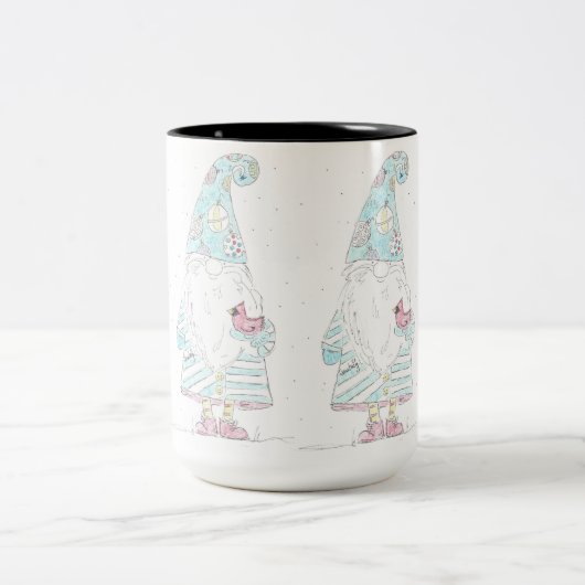 Kerstmis kabouter met kardinaal tweekleurige koffiemok (Center)