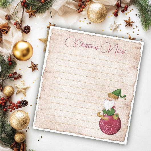 Kerstmis Kabouter op ornament Notitieblok