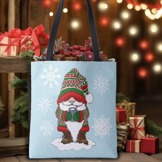 Kerstmis Kabouter Rood Groen Winter Schattig Tote Bag