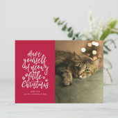 Kerstmis Kabouter Rood Vakantie Fotokaart Feestdagenkaart (Staand voorkant)