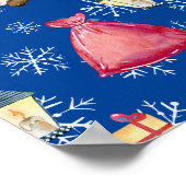 Kerstmis Kabouter Sinterklaas & Blauwe Patroon Ach Poster (Hoek)