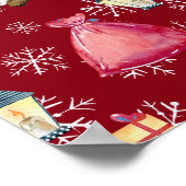 Kerstmis Kabouter Sinterklaas & Rood Patroon Achte Poster (Hoek)