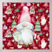 Kerstmis Kabouter Sinterklaas & Rood Patroon Achte Poster (Voorkant)