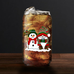 Kerstmis Kabouter Sneeuwman Winter Vakantie Schatt Blikvorm Glas