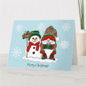 Kerstmis Kabouter Sneeuwman Winter Vakantie Schatt Kaart (Voorkant)