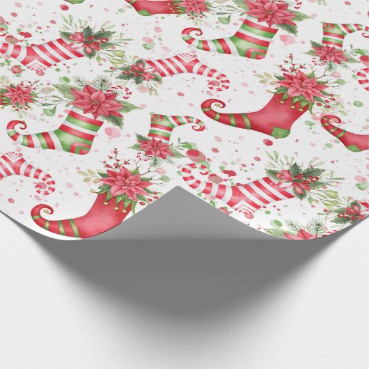Kerstmis Kabouter sokken normale schaal Cadeaupapier (Hoek)