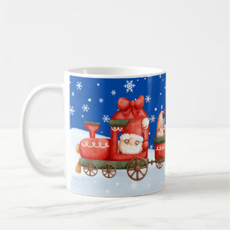 Kerstmis kabouter trein met nachtelijke hemel en s koffiemok
