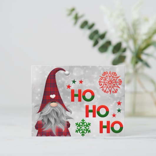 Kerstmis kabouter zegt ho ho ho ho briefkaart (Staand voorkant)