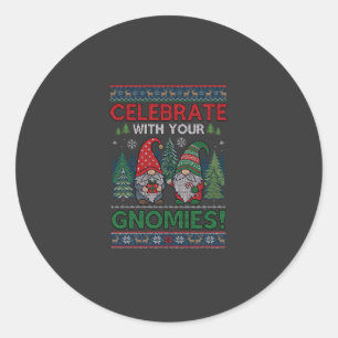 Kerstmis Kabouters Kerstbomen Rendieren Vieren Ronde Sticker