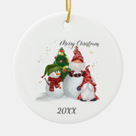 Kerstmis Kabouters Sneeuwman Keramisch Ornament