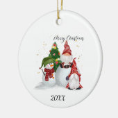 Kerstmis Kabouters Sneeuwman Keramisch Ornament (Links)