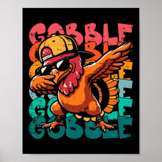 Kerstmis Kalkoen Dab Gobble Grappige Peuter Jongen Poster