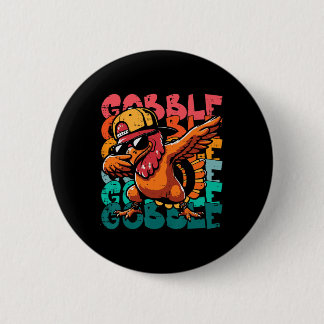 Kerstmis Kalkoen Dab Gobble Grappige Peuter Jongen Ronde Button 5,7 Cm