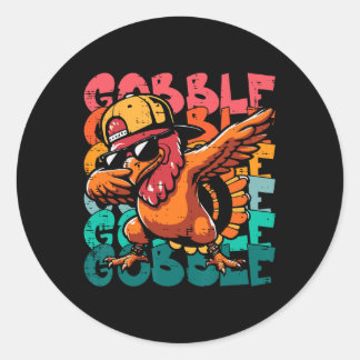 Kerstmis kalkoen Dab Gobble Grappige Peuter Jongen Ronde Sticker