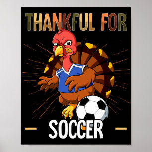 Kerstmis Kalkoen Dankbaar Voor Voetbal Poster
