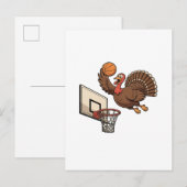 Kerstmis Kalkoen Dunker Basketbal Grappig Aankondigingskaart (Voorkant / Achterkant)
