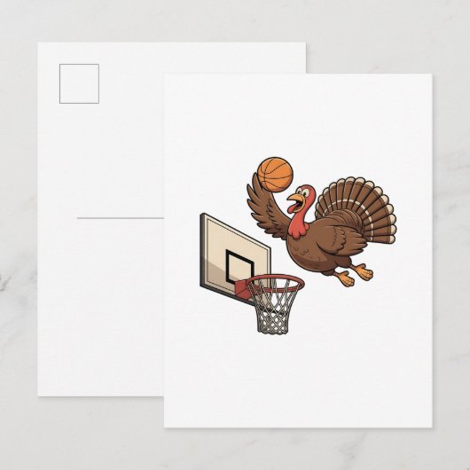 Kerstmis Kalkoen Dunker Basketbal Grappig Aankondigingskaart (Voorkant / Achterkant)