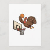 Kerstmis Kalkoen Dunker Basketbal Grappig Aankondigingskaart (Voorkant)