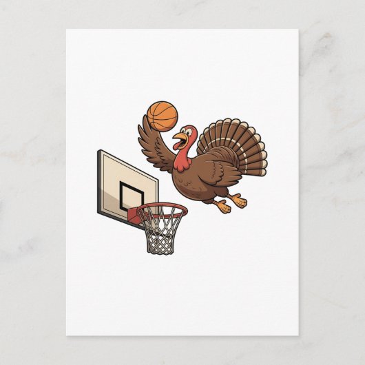 Kerstmis Kalkoen Dunker Basketbal Grappig Aankondigingskaart (Voorkant)