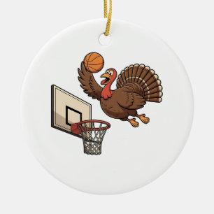 Kerstmis Kalkoen Dunker Basketbal Grappig Keramisch Ornament