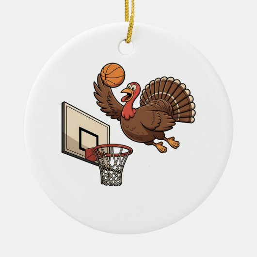 Kerstmis Kalkoen Dunker Basketbal Grappig Keramisch Ornament (Voorkant)