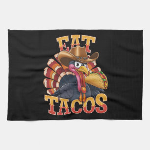 Kerstmis Kalkoen Eet Tacos Grappige Mexicaan Theedoek