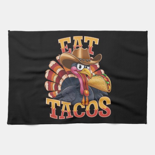 Kerstmis Kalkoen Eet Tacos Grappige Mexicaan Theedoek (Horizontaal)
