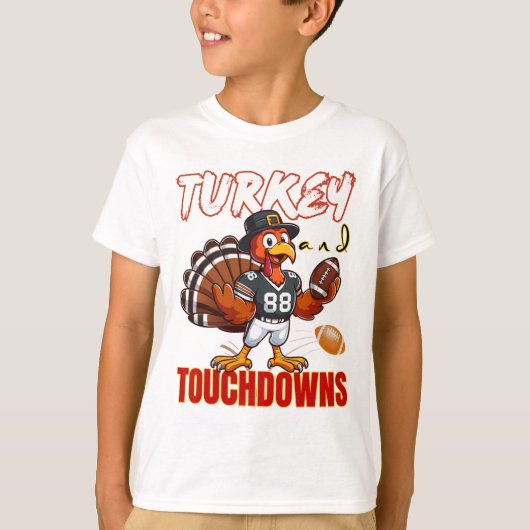 Kerstmis kalkoen en touchdowns Grappige Voetbal Li T-shirt (Voorkant)