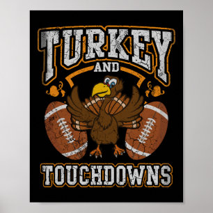 Kerstmis Kalkoen En Touchdowns Voetbal Mannen Kind Poster
