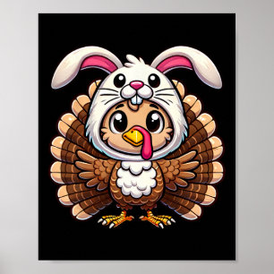 Kerstmis kalkoen in Bunny Rabbit verkleedijng Grap Poster