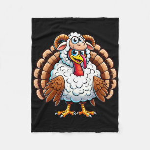 Kerstmis kalkoen in schaap verkleed Funny Holida Fleece Deken