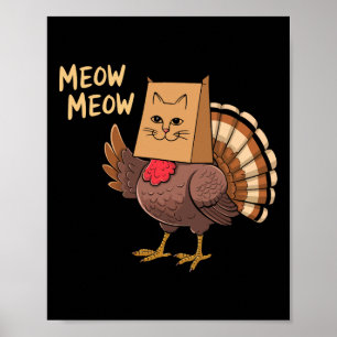 Kerstmis Kalkoen Kat Grappige Mannen Vrouwen Thank Poster