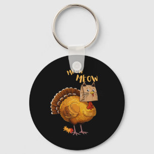Kerstmis Kalkoen Kat Miauw Grappige Mannen Vrouwen Sleutelhanger