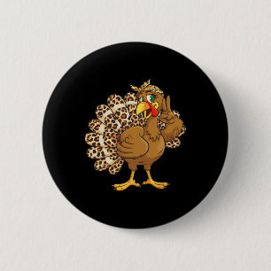 Kerstmis Kalkoen Luipaard Cute Kalkoen Vrouwen Mei Ronde Button 5,7 Cm